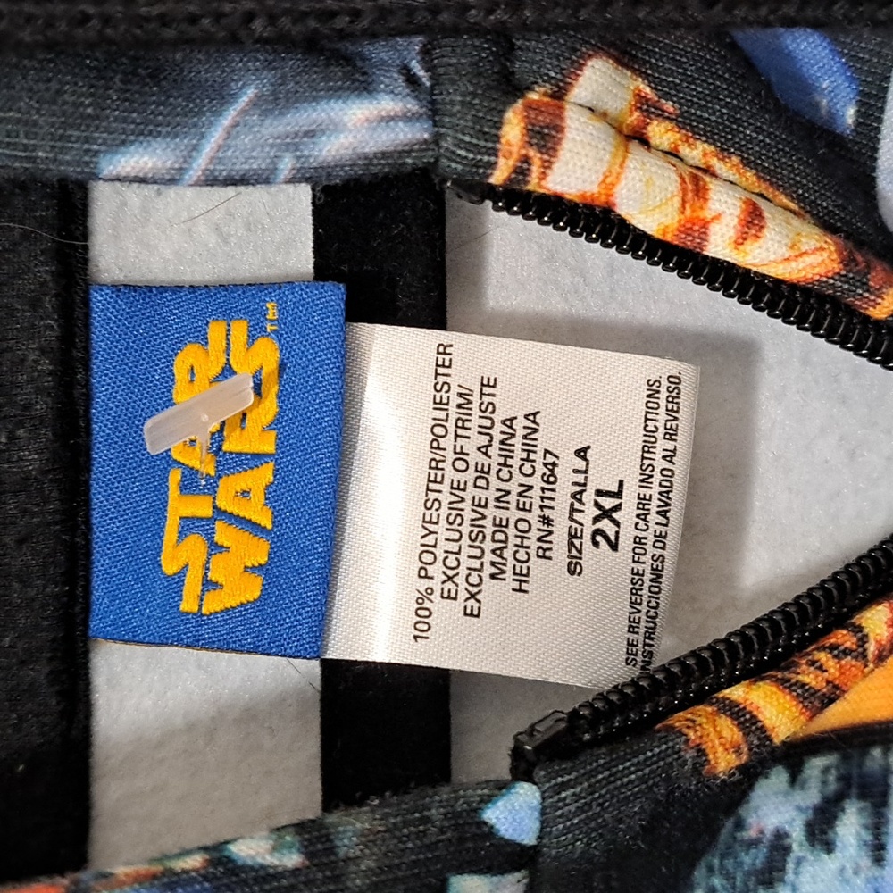 NWOT Star Wars Zip Hoodie Size Large 2XL Movie Scenes Luke Darth Vader - Picture 3 of 4